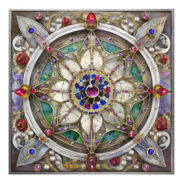Ruby, Amethyst, Sapphire och Pearl Mandala Fototryck