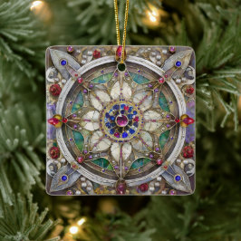 Ruby, Amethyst, Sapphire och Pearl Mandala Julgransprydnad Keramik