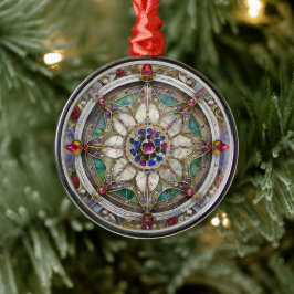 Ruby, Amethyst, Sapphire och Pearl Mandala Julgransprydnad Metall