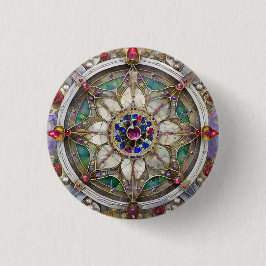 Ruby, Amethyst, Sapphire och Pearl Mandala Knapp