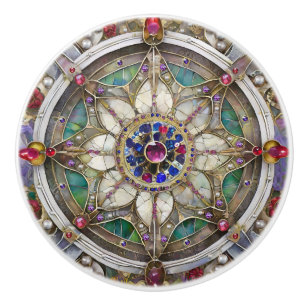 Ruby, Amethyst, Sapphire och Pearl Mandala Knopp