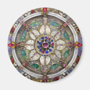 Ruby, Amethyst, Sapphire och Pearl Mandala Magnet