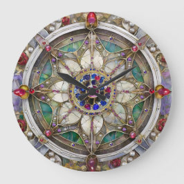 Ruby, Amethyst, Sapphire och Pearl Mandala Stor Klocka