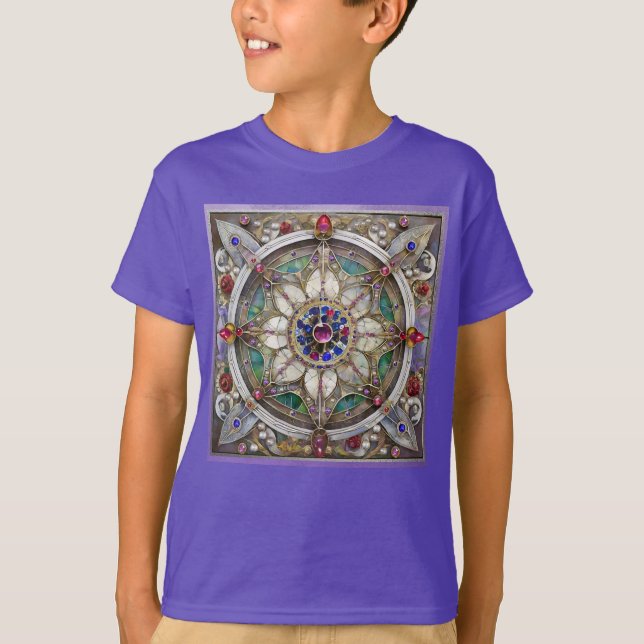 Ruby, Amethyst, Sapphire och Pearl Mandala T Shirt (Framsida)