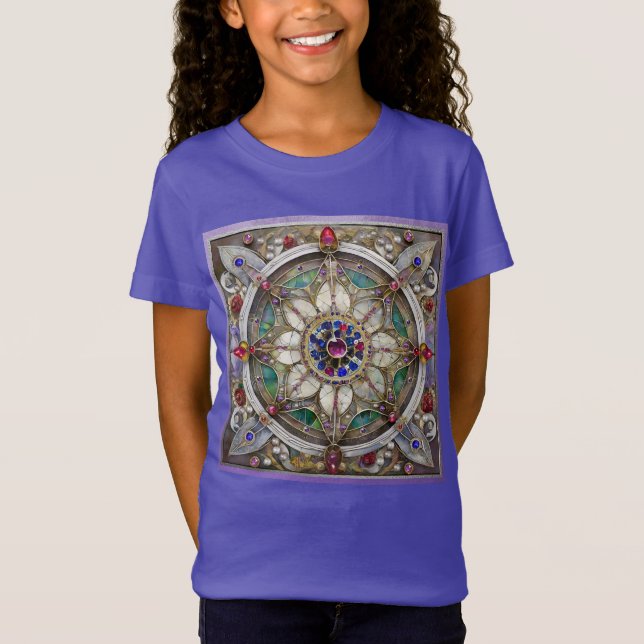 Ruby, Amethyst, Sapphire och Pearl Mandala T Shirt (Framsida)