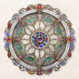 Ruby, Amethyst, Sapphire och Pearl Mandala Underlägg Papper