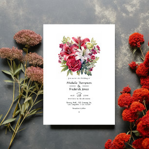 Ruby and Sage Blommigt Winter Wedding Inbjudningar