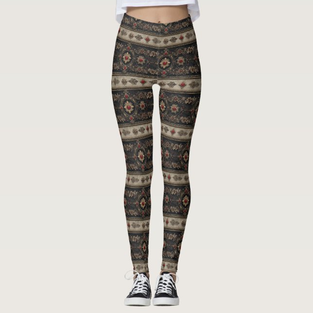 Ruby Barock Gotisk Elegans Mönster Leggings (Framsida)