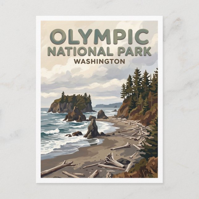 Ruby Beach Forks Washington Vykort (Framsida)
