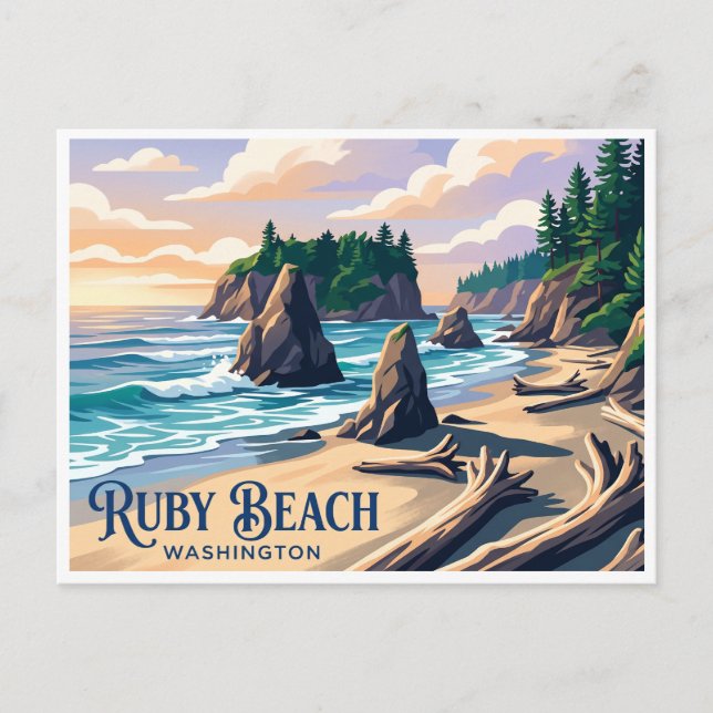Ruby Beach Forks Washington Vykort (Framsida)