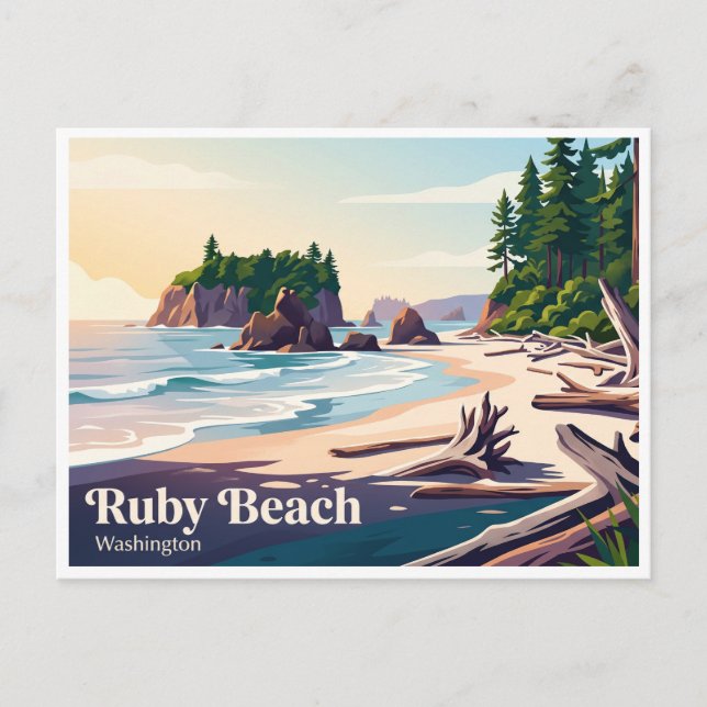 Ruby Beach Forks Washington Vykort (Framsida)
