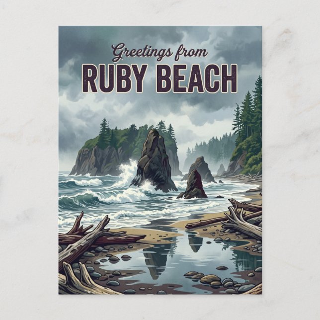 Ruby Beach Washington Vykort (Framsida)