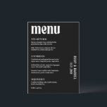 Ruby Black Modern Bröllop Meny<br><div class="desc">Modern bröllop-meny med enkel och minimal design med fet typografi i vitt över svart bakgrund. Färg kan ändras till valfritt färg som du väljer i verktyg för designredigering. Menyn contemporary bröllop är underbar för en get eller en halloween med temat bröllop.</div>