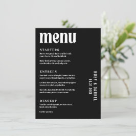 Ruby Black Modern Bröllop Meny