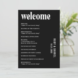 Ruby Black Modern Bröllop Program