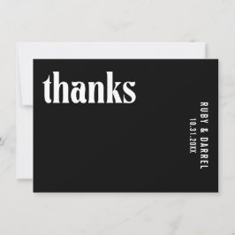 Ruby Black Modern Bröllop Tack Kort