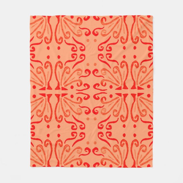 Ruby Blommigt: Tribal Geometric Mönster. Fleecefilt (Framsidan)