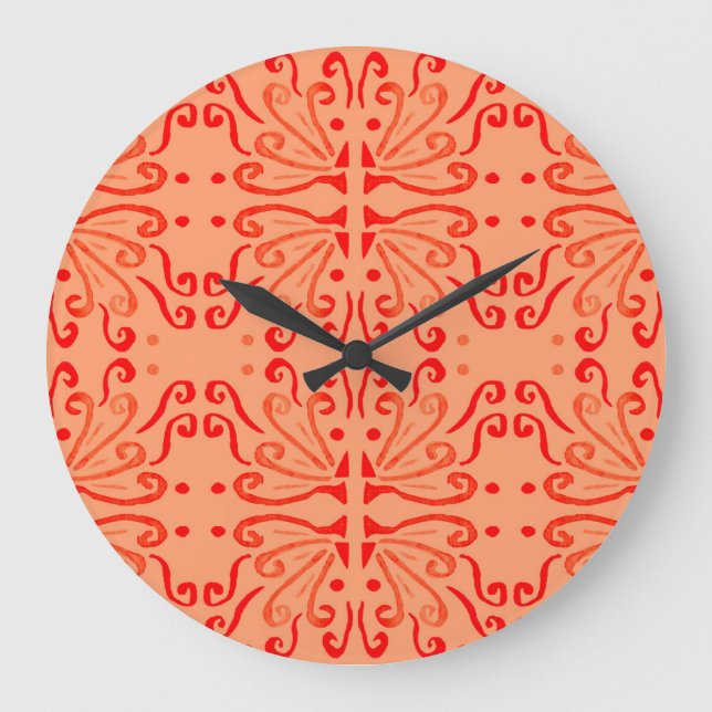 Ruby Blommigt: Tribal Geometric Mönster. Stor Klocka (Framsida)