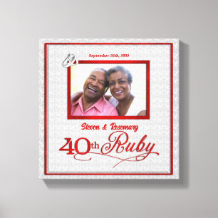 Ruby Bröllop-årsdag 11 x 11 tum 40:e foto Canvastryck