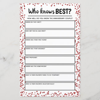 Ruby Bröllop-årsdagen Party Game