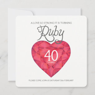 Ruby bröllop kärlek så starkt hjärta akvarell inbjudningar
