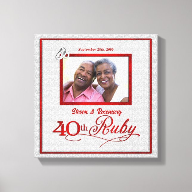 Ruby bröllopsjubileum 11x11-tums 40:e Foto Canvastryck (Framsida)