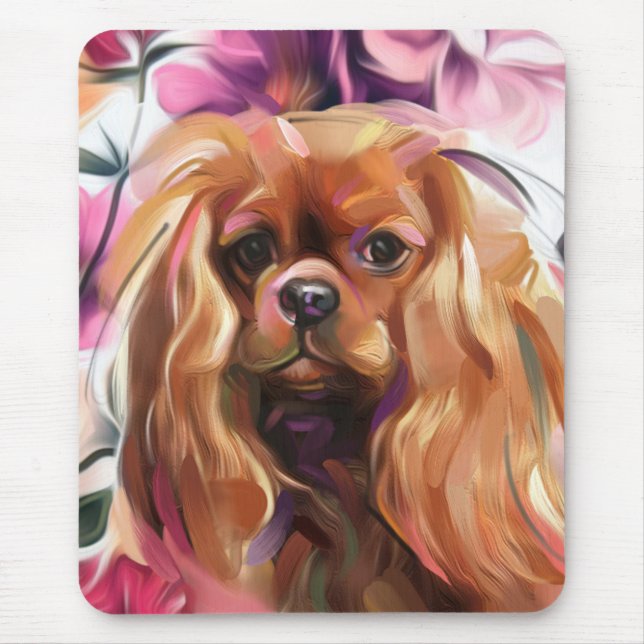 Ruby Cavalier Hund Art Mus pinne Musmatta (Framsidan)