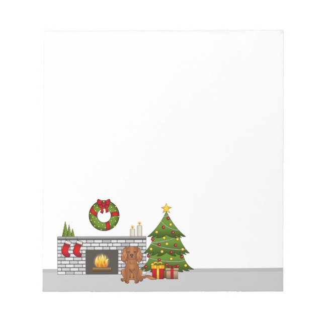 Ruby Cavalier Hund i julrum Anteckningsblock (Framsida)