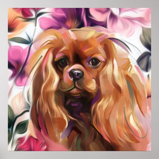 "Ruby" Cavalier-hund-utskrift på papper | stor Poster (Framsidan)
