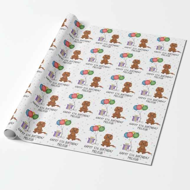Ruby Cavalier King Charles Spaniel Hund - Födelsed Presentpapper (Utrullad)