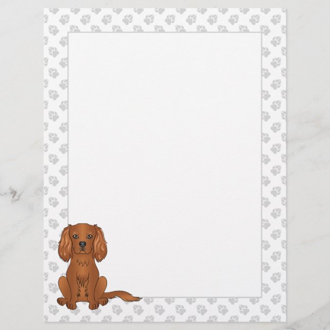 Ruby Cavalier King Charles Spaniel Hund På Grönt Brevhuvud (Framsida)