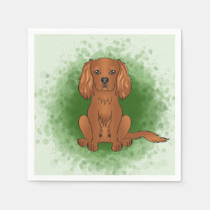 Ruby Cavalier King Charles Spaniel Hund På Grönt Pappersservett