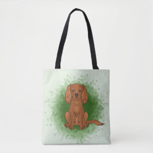 Ruby Cavalier King Charles Spaniel Hund På Grönt Tygkasse