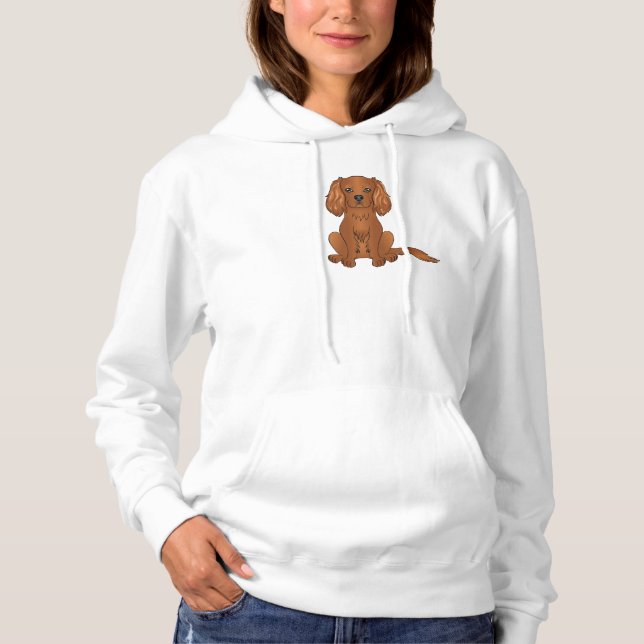 Ruby Cavalier King Charles Spaniel Hund sittande T Shirt (Framsida)