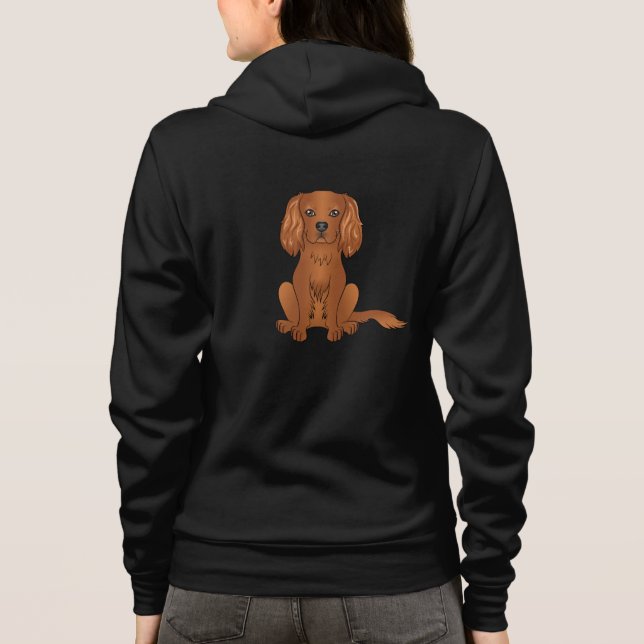 Ruby Cavalier King Charles Spaniel Hund sittande T Shirt (Baksida)