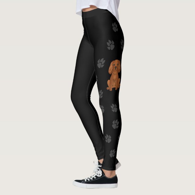Ruby Cavalier King Charles Spaniel Hund & Tassar Leggings (Vänster)