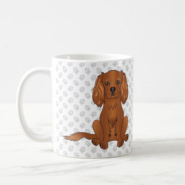 Ruby Cavalier King Charles Spaniel & Tassar Kaffemugg (Vänster)