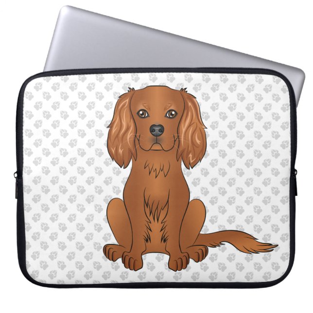Ruby Cavalier King Charles Spaniel & Tassar Laptop Fodral (Framsidan)