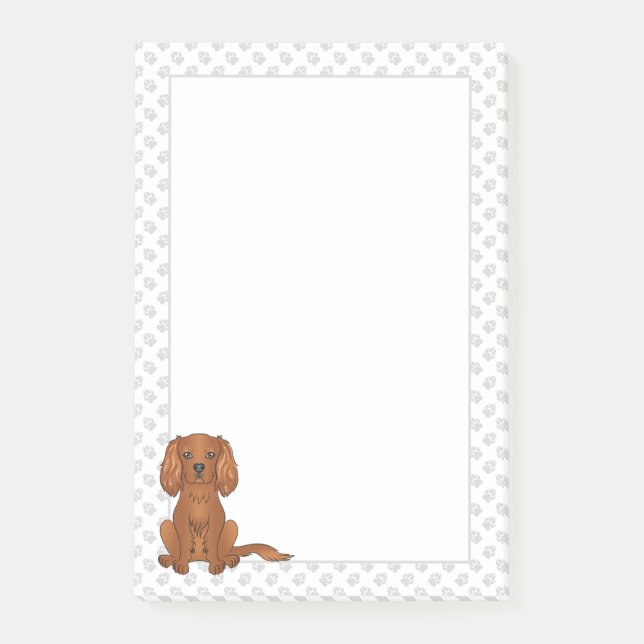 Ruby Cavalier King Charles Spaniel & Tassar Post-it Block (Framsida)