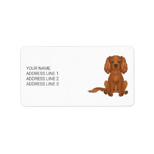 Ruby Cavalier King Charles Spaniel & Text Adressetikett