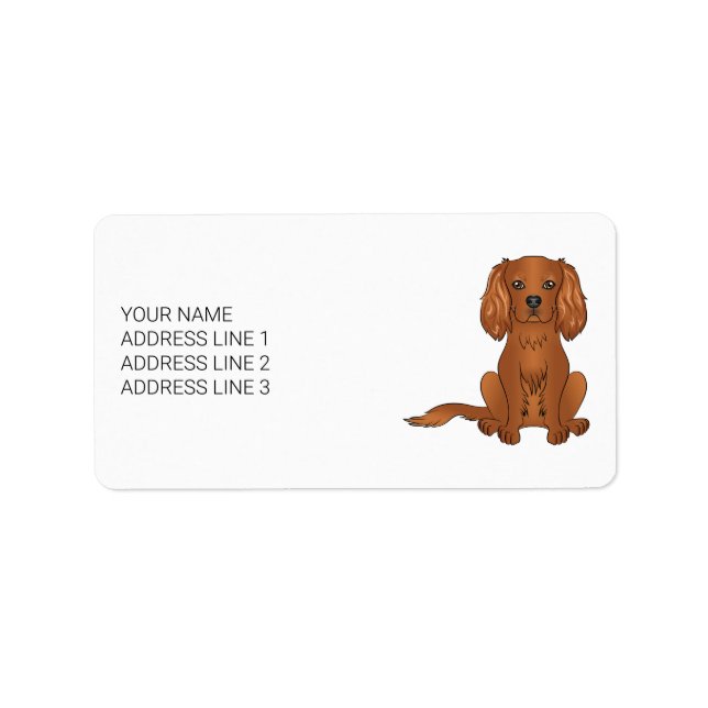 Ruby Cavalier King Charles Spaniel & Text Adressetikett (Framsidan)
