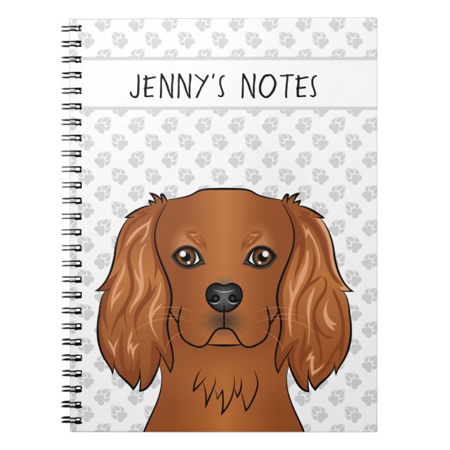 Ruby Cavalier King Charles Spaniel & Text Anteckningsbok (Framsidan)