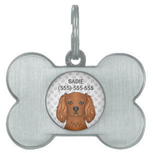 Ruby Cavalier King Charles Spaniel & Text ID-bricka Husdjur