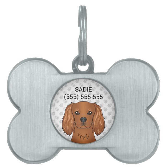 Ruby Cavalier King Charles Spaniel & Text ID-bricka Husdjur (Framsidan)