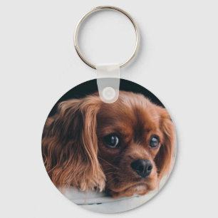 Ruby Cavalier Kung Charles Spain Hund Nyckelring
