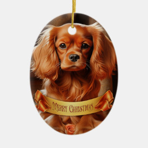Ruby Cavalier Kung Charles Spain Julgransprydnad Keramik