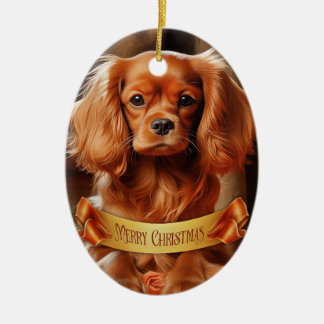 Ruby Cavalier Kung Charles Spain Julgransprydnad Keramik