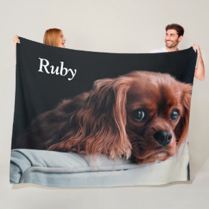 Ruby Cavalier Kung Charles Spain Puppy Hund Fleecefilt