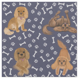 Ruby Cavalier Kung Charles spanel Fabric Fabric Tyg