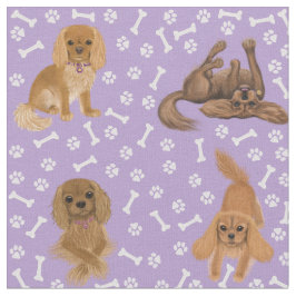 Ruby Cavalier Kung Charles spanel Fabric Fabric Tyg